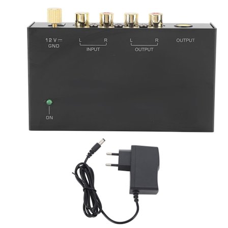 Phono Förförstärkare AC Metall 100‐240V Ljudinspelningsspelare Förförstärkare för Skivspelare Vinylskivspelare EU-kontakt