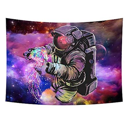 Mandala-veggteppe, galakse-veggteppe, astronaut-veggteppe for barn