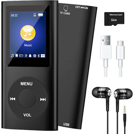 Bärbar Hifi Music Playe, Musikspelare med 32gb Tf-kort, fm, hörlurar