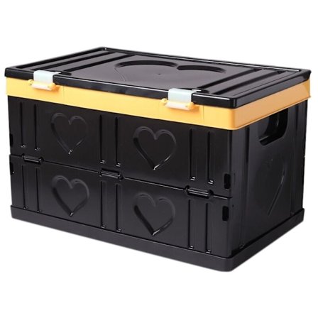 Sammenklappelig opbevaringsboks med låg Bilopbevaringsværktøjer Bagagerumsopbevaringsboks Husholdningskontorarrangør 30L - Sort
