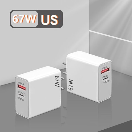 67W Nopea Laturi USB Type C Laturiadapteri iPhone 15 14 13 valkoinen