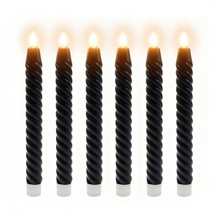 LED flammeløse keglelys, ægte voks, sæt med 6