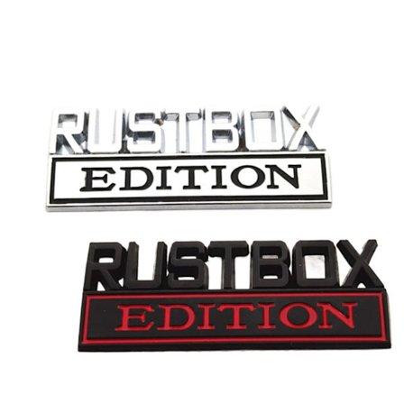 2 kpl Rustbox Edition -embleemitarra 3D-metallilogolla autoon