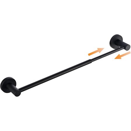 Justerbar håndklædeholder 40CM til 66CM, vægmonteret badeværelses håndklædestang, sort, 304 rustfrit stål