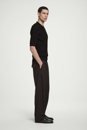 COS Homme Polo Demi-Zippé En Soie Et Coton in Bleu