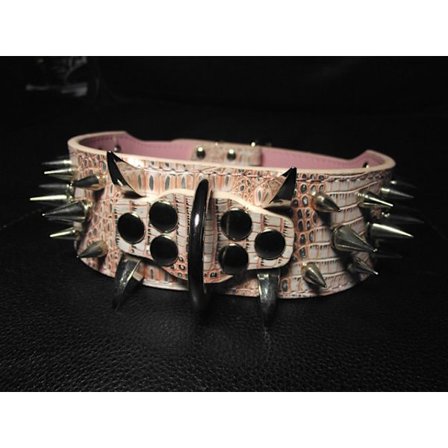 Hund halsband 2" pink snake med nitar 49-57cm