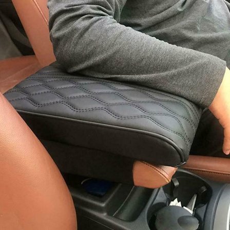 Sort PU-læder bil armlæn pude beskyttelse center konsol pude dæksel