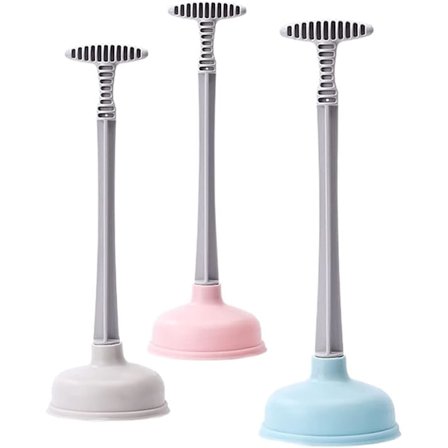 3 stk Toalettstøvsuger Gummi Toalettbørste med Lang Håndtak Toalett Kraftkopp Badestøvsugere Fjerner Tunge Propper for Badrens