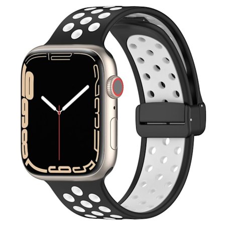 Silikonearmbånd Sport Apple Watch 38/40/41 mm Sort/Hvid