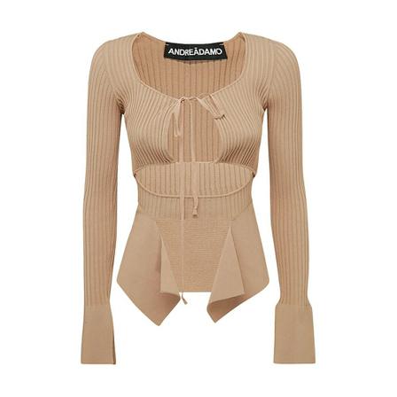 Andrea Adamo, Round-neck Knitwear Beige, Dames, Maat:XS