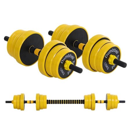 Rootz Skivstång & Hantel Set - 3-i-1 Hantel Set - Plate Bar - Clamp Rod - Hem - Gym - Gul/Svart