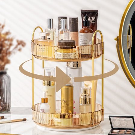 Makeup-stativ - 2 eller 3 skuffer Makeup-opbevaring 360 Roterende Makeup-stativ Organizer Makeup-værktøjer