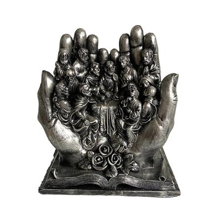 Kunstnerisk Jesus-statue Nøyaktig detalj Resin Nattverden Skulptur for hjemmet Silver