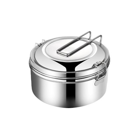 1500ml Matlåda i Rostfritt Stål, Rund Bento Matlåda Rostfritt Stål, Camping Matlåda i Metall, Matlåda i Rostfritt Stål, Skållningssäker Läckagesäker 