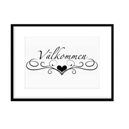 Poster Välkommen med hjärta ornament A4
