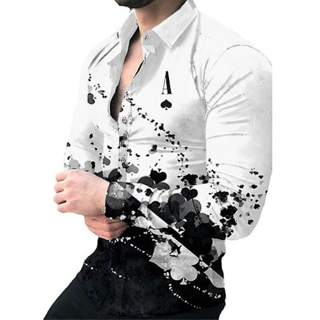 Herr Casual Tonal Långärmad Tryckt Tunn Skjorta Mode Casual Färgkontrast Gradient T-shirt
