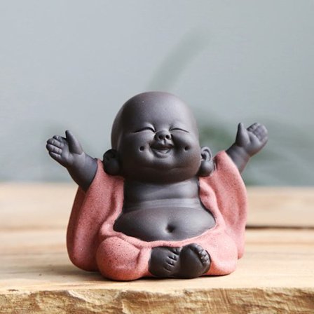 1 st Röd Keramisk Liten Söta Baby Buddha Staty Munk Figur Buddh