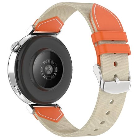 Klockarmband Huawei Watch GT 5 Pro 42mm / GT 5 41mm / GT 4 41mm Universal 18mm Nylon läderarmband - Stjärnljus + Orange
