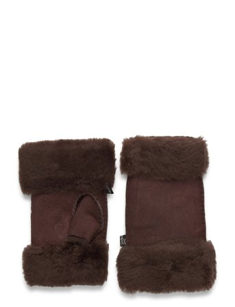 Rosemunde Rhsydney Shearling Half Mittens - Brown - XS/S