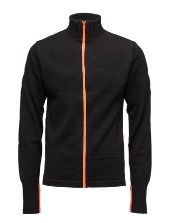 100% Wool Klemens Zip Kontrast Strikket Trøje Cardigan Sort Mads Nørgaard