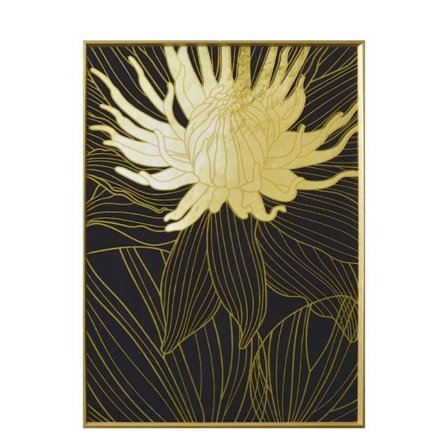 Dekorativt lærredsmaleri – sort og guld, 52x72x4 cm