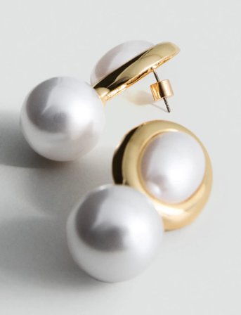 Mango Combined Pearl Earrings - Gold - ONE SIZE
