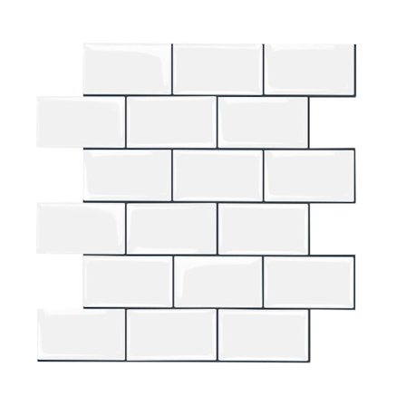 Backsplash 10 ark med selvklebende fliser, lim på kjøkkenfliser (tykkere design)