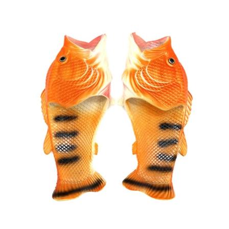 Unisex Simulering 3d Fisketøfler Sommer Funny Fashion Flip Flops For Outdoors Gold 44-45