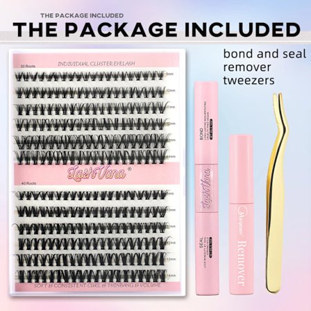 Øjenvipper 240 stk. Klyngevipper Bond og Seal Makeup værktøj DIY Vippeforlængelsessæt til limning af vipper Lim Tilbehør