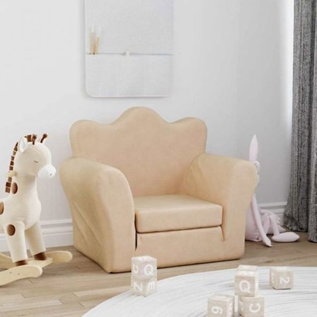 Barnfåtölj - Barnsoffa Vidaxl - 357055 - Barnsängsoffa kräm Fuzzy Mjuk
