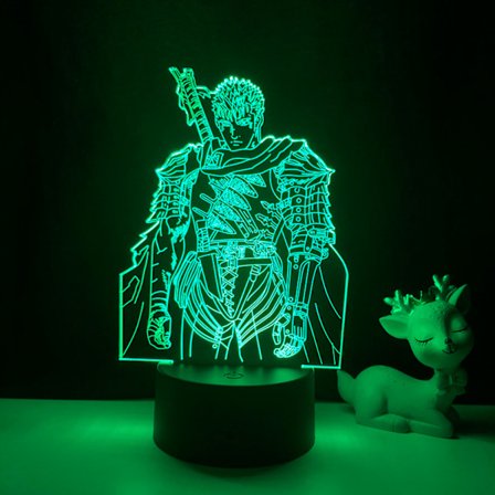 Qinwei Anime Berserk Guts Anime 3D Illusion Nattlampe Hjem Rom Decor Akryl LED Lys Julegave Lamper 16 Farger med Fjernkontroll (Mønster A)