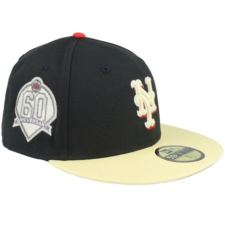 New Era - MLB Svart fitted Keps - New York Mets Pearly Gate 59FIFTY 60th Anniversary Black/Soft Yellow Fitted @ Hatstore