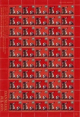 Danmark - julmärkeark 1971 - Takket - Ubrugt eller foldet