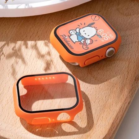 Härdat glas+ cover för Apple Watch Case Tillbehör 45 mm 41 mm 42 mm 38 mm PC- cover iWatch 6 5 4 se 44 mm 40 mm Orange 29 Series 123 42MM