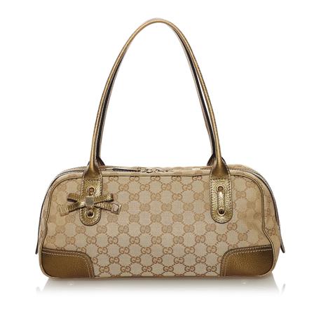 Gucci Vintage Pre -owned GG Canvas Princy Shoulder Tas , Bruin , Dames , Maat: ONE Size Vintage Tassen