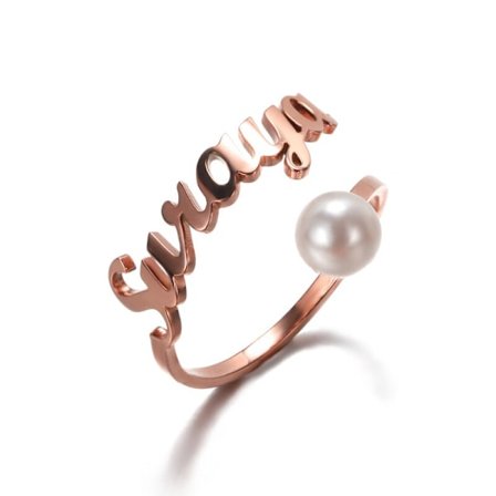 Custom Pearl Namn Ringar För Kvinnor Tjej Smycken i rostfritt stål Justerbara Öppna Personliga Ringar Bröllopstillbehör