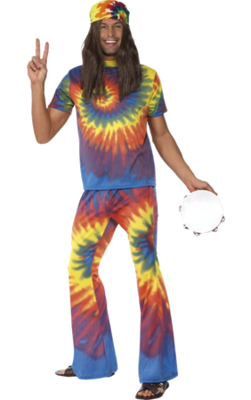 Knytbatik Hippie-dräkt 60-tal vuxen M