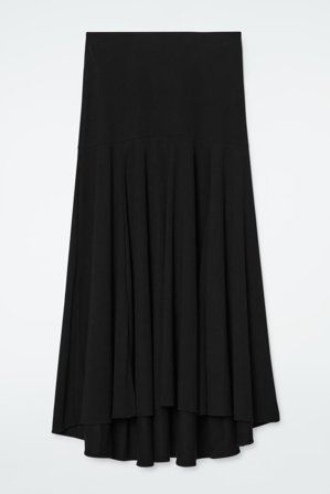 COS Women's Flared Asymmetric Midi Skirt in Black