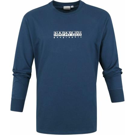 Napapijri S-Box Longsleeve T-shirt , Blauw , Heren , Maat: L