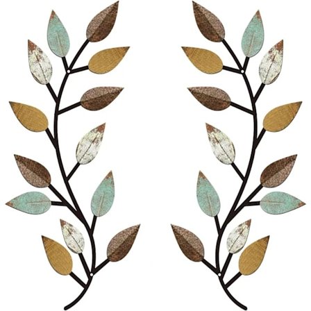 2-pak Metal Vægdekoration, Olivengren Vægkunst til Stue og Gang