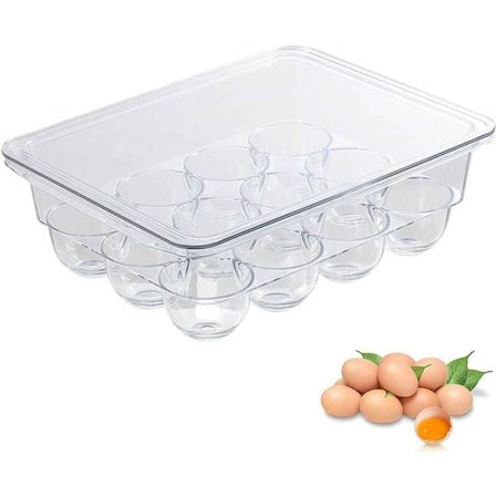 Ägglåda kylskåp, kylskåpshållare för ägg, ägglåda för kylskåp, för förvaring av ägg i kylskåpets förvaringsrum (transparent)