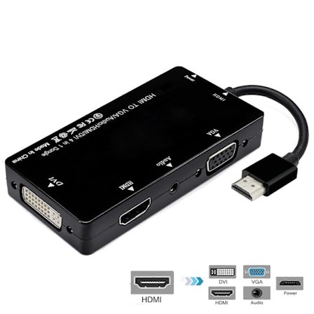 HDMI till VGA/Audio/HDMI/DVI 4-i-1 Dongel - Svart