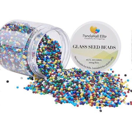 Omkring 6000 stk. 11/0 Glasfrøperler Uigennemsigtige Farver Runde Ponyperler Mini Afstandsperler Diameter 2mm til Smykkefremstilling