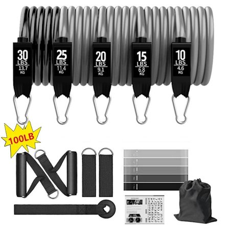 100/150/200 LBS motståndsband set med handtag Dörrankare Elastiska band för fysioterapi Hemträning Styrketräning