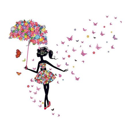 Numb 1pc Dekal Flicka Med Paraply Klistermärke Fl R Diy Väggkonst För Flickor R