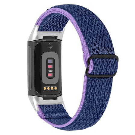 Fitbit Charge 6:n punottu nailonranneke, lila/sininen