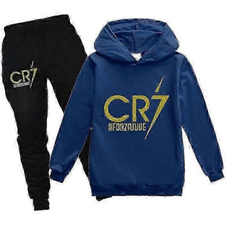 2 STK Cristiano Ronaldo Hættetrøje VM CR7 Julegaver The Eras Tour Hættetrøje og Sort Buksesæt Piger Drenge Hættetrøje Sweatshirt Pullover Toppe Børn T
