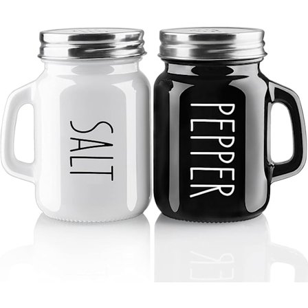 Salt- och pepparkvarnset, köksdekor för hemrestauranger Glas svartvitt skaksetuppställningar med rostfria lock