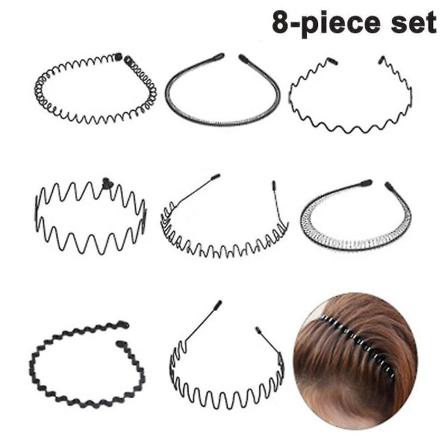 8 st metallhårband, flexibelt metallhårband svart halkfritt hårband