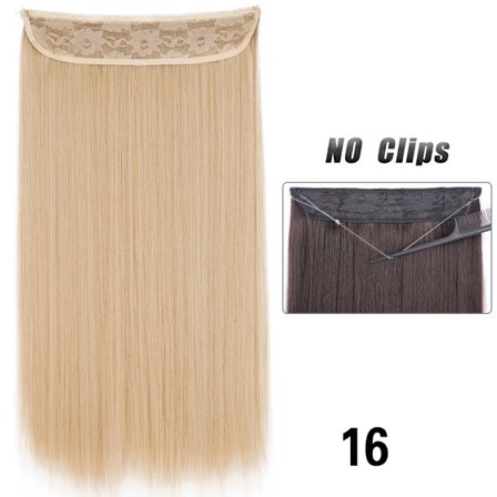 No Clips Hiustenpidennykset Näkymätön lanka pitkä suora synteettinen tekohiuspala 80 cm musta ruskea vaalea hius